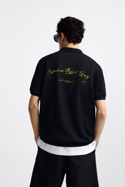 RANDOM RICH GUY BLACK POLO SHIRT