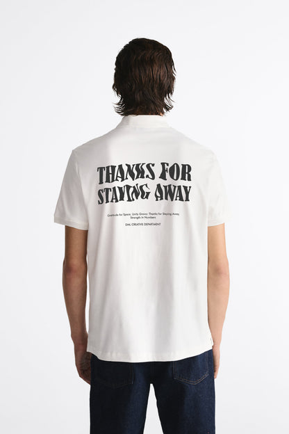 STAYING AWAY WHITE POLO SHIRT