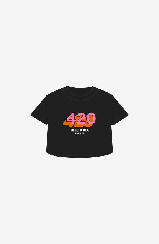 420 BLACK CROPPED T-SHIRT