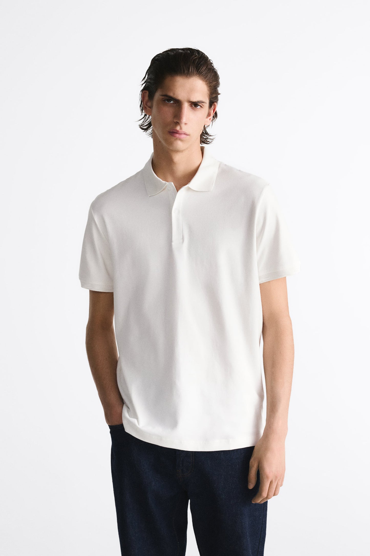 ALMOS+HUMAN WHITE POLO SHIRT