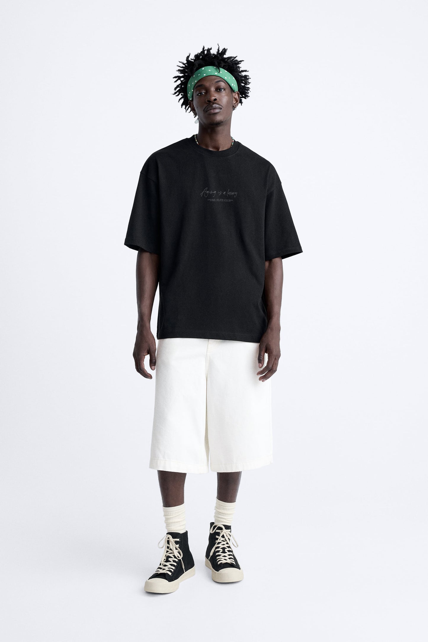 BLACK - AGING IS A LUXURY FRENCH TERRY OVERSIZED T-SHIRT