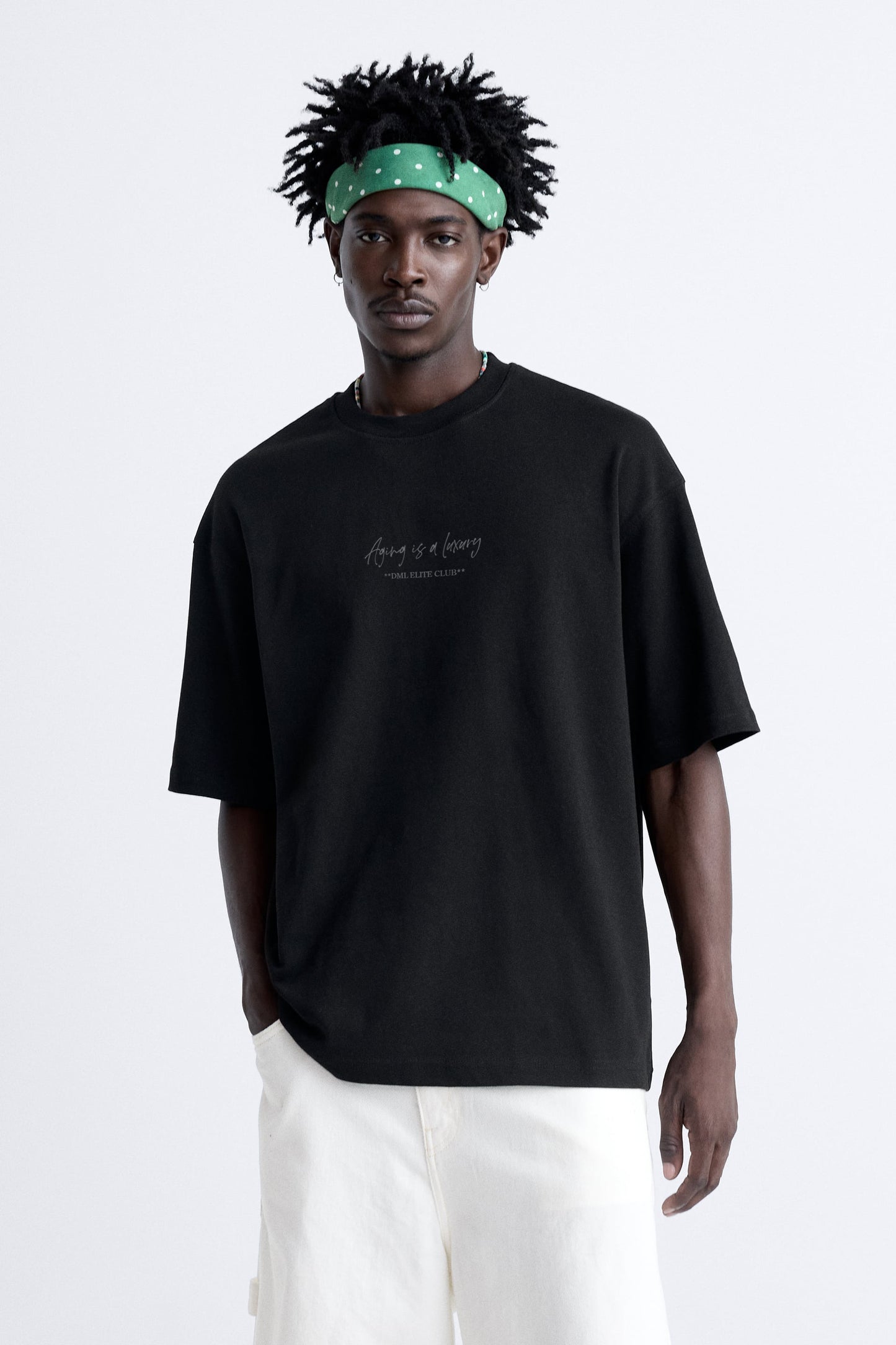 BLACK - AGING IS A LUXURY FRENCH TERRY OVERSIZED T-SHIRT