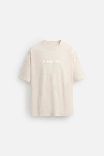 VANILA BEIGE PORSCHE PREMIUM FRENCH TERRY OVERSIZED T-SHIRT