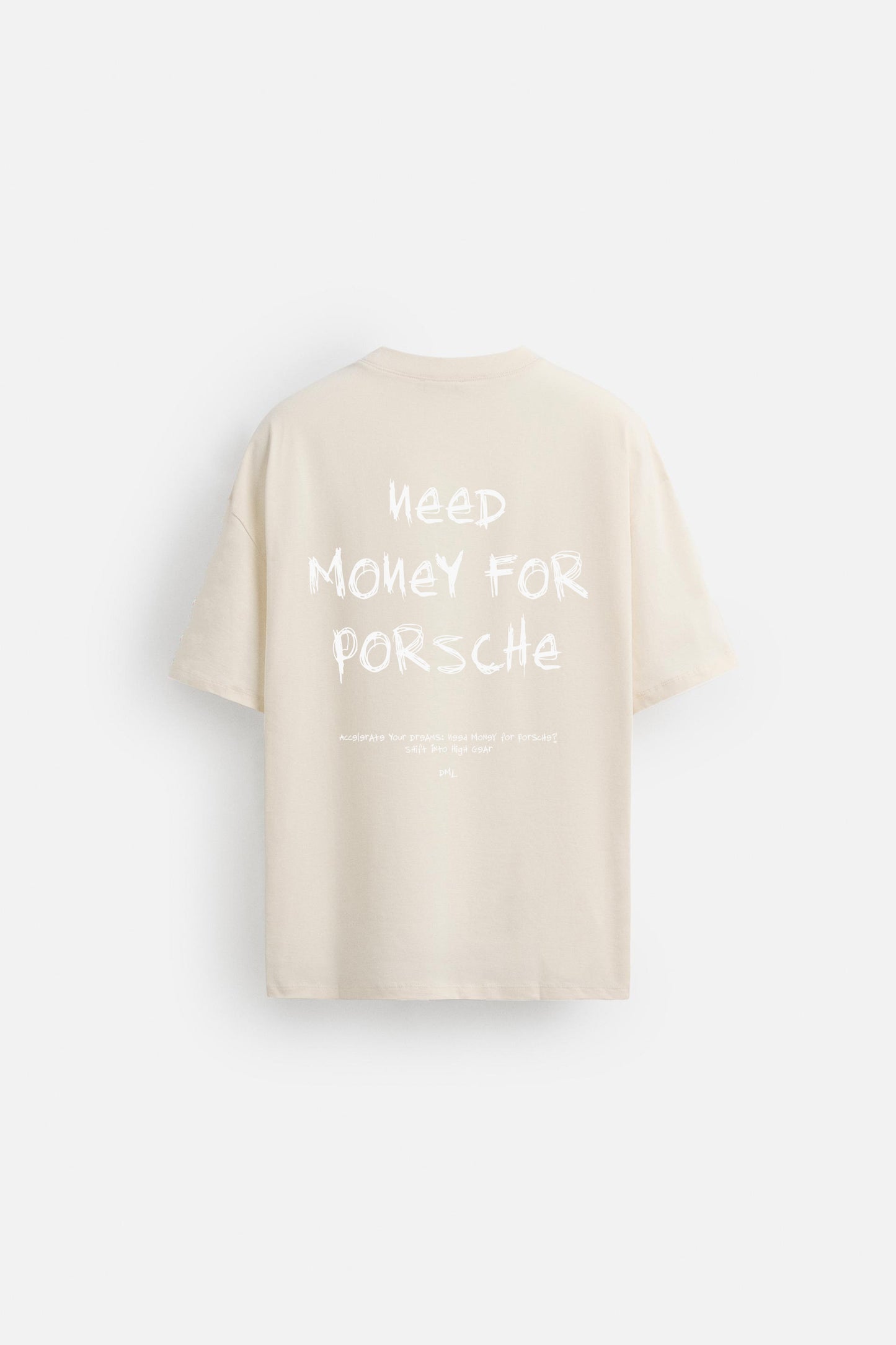 VANILA BEIGE PORSCHE PREMIUM FRENCH TERRY OVERSIZED T-SHIRT