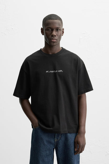 SLATE BLACK PORSCHE PREMIUM FRENCH TERRY OVERSIZED T-SHIRT