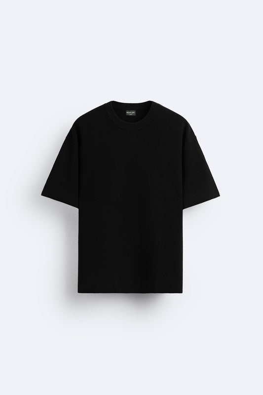 JET BLACK PREMIUM LOOP KNIT TERRY OVERSIZED T-SHIRT