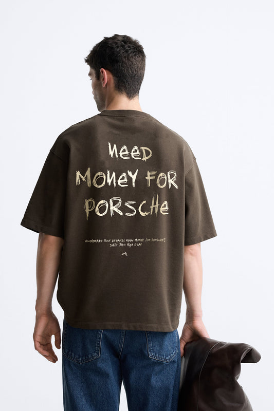 COFFEE PORSCHE TSHIRT, FRENCH TERRY OVERSIZED T-SHIRT