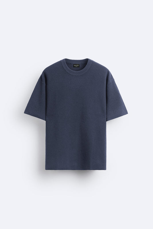 DENIM BLUE PREMIUM LOOP KNIT TERRY OVERSIZED T-SHIRT