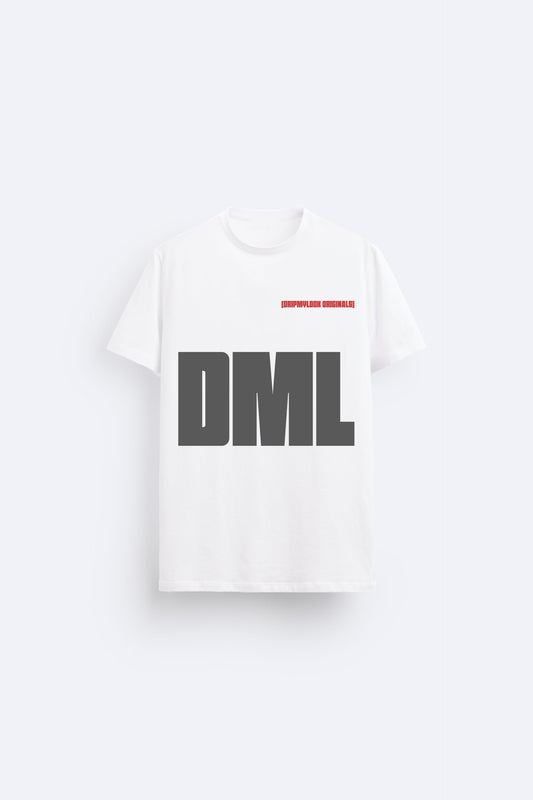 DML BOLD PREMIUM COTTON ROUND NECK WHITE T-SHIRT