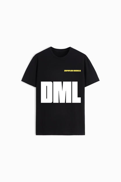 DML BOLD PREMIUM COTTON ROUND NECK BLACK T-SHIRT