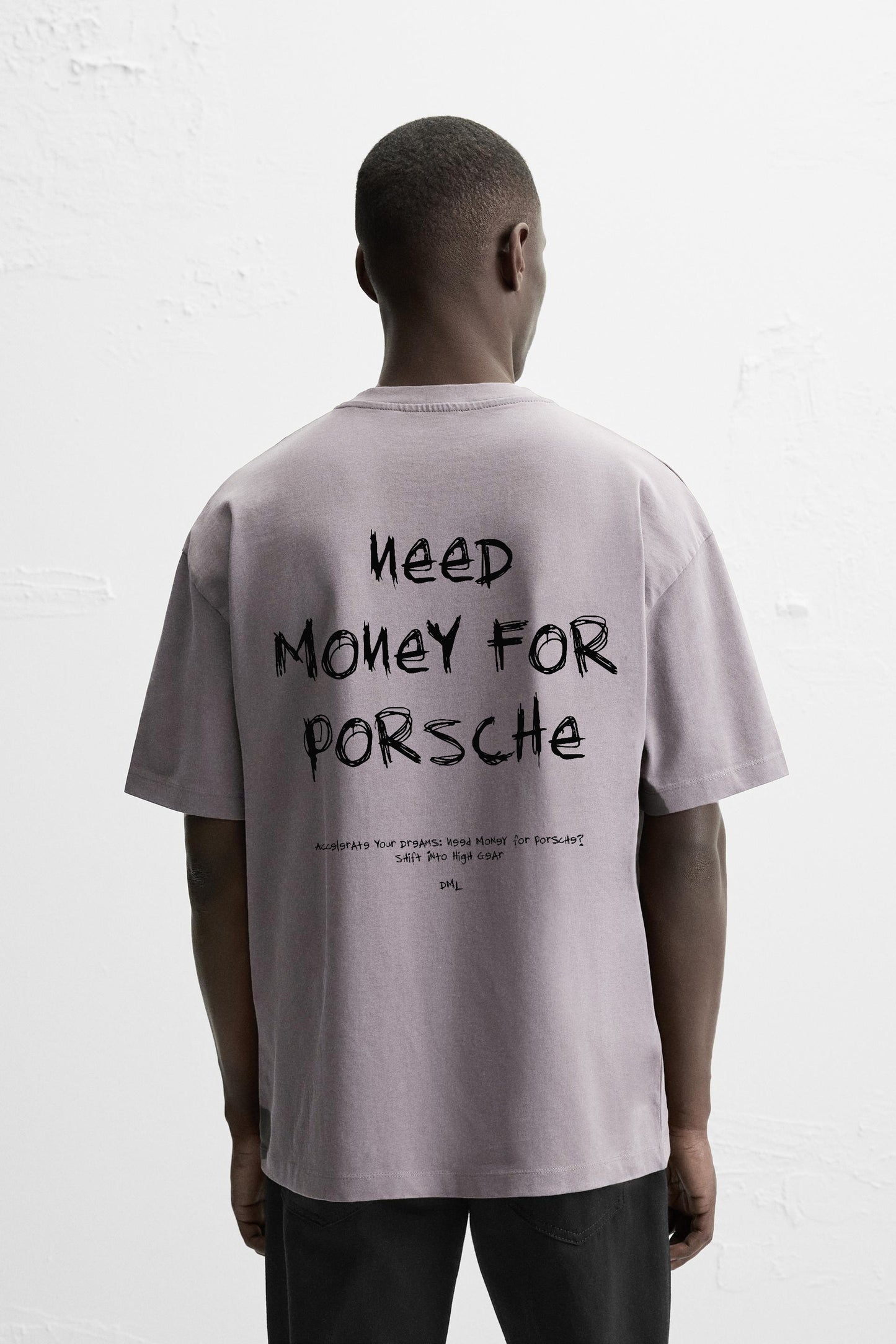 ASH GREY PORSCHE PREMIUM FRENCH TERRY OVERSIZED T-SHIRT