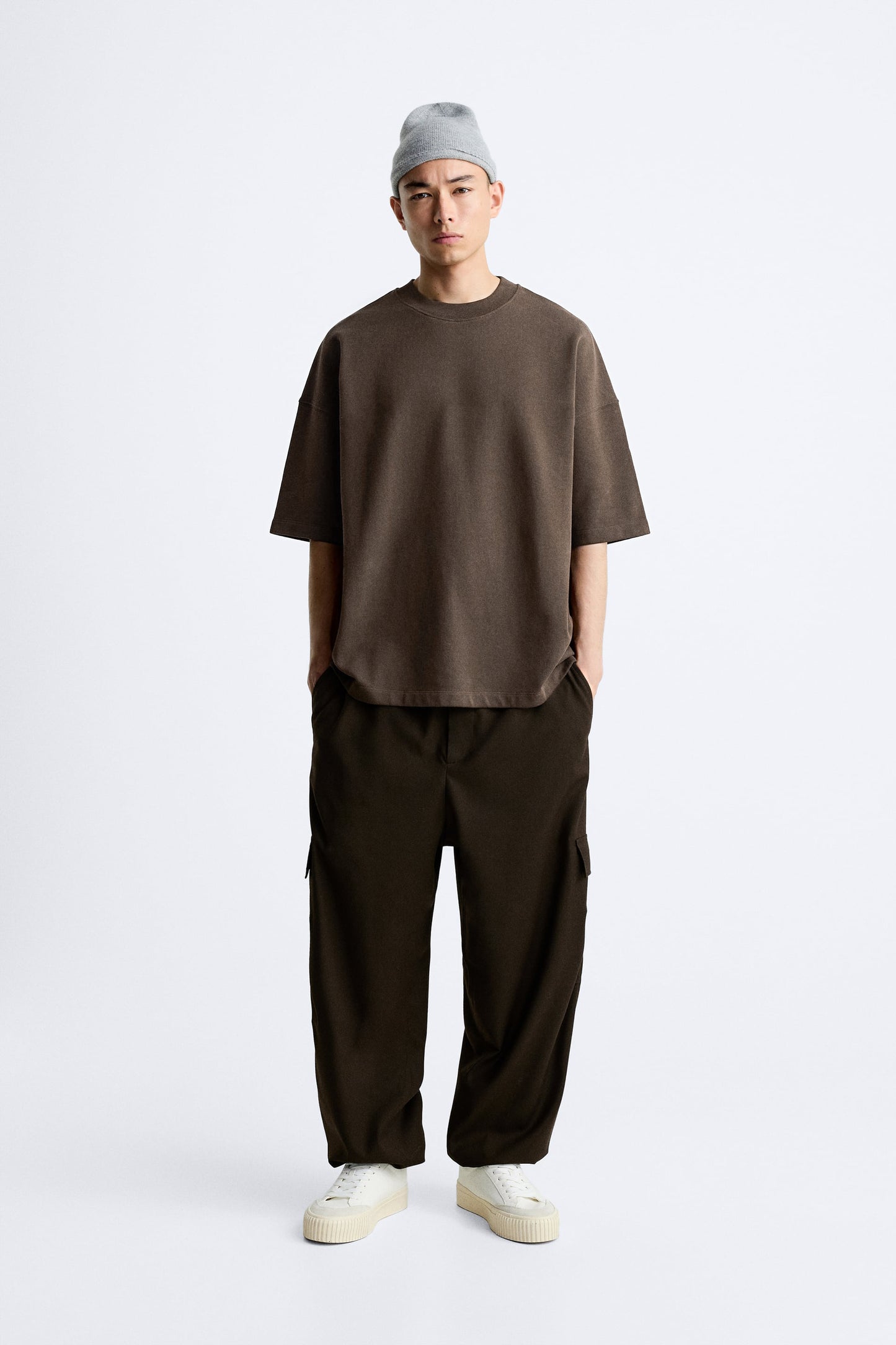 LATTE BROWN PREMIUM LOOP KNIT TERRY OVERSIZED T-SHIRT