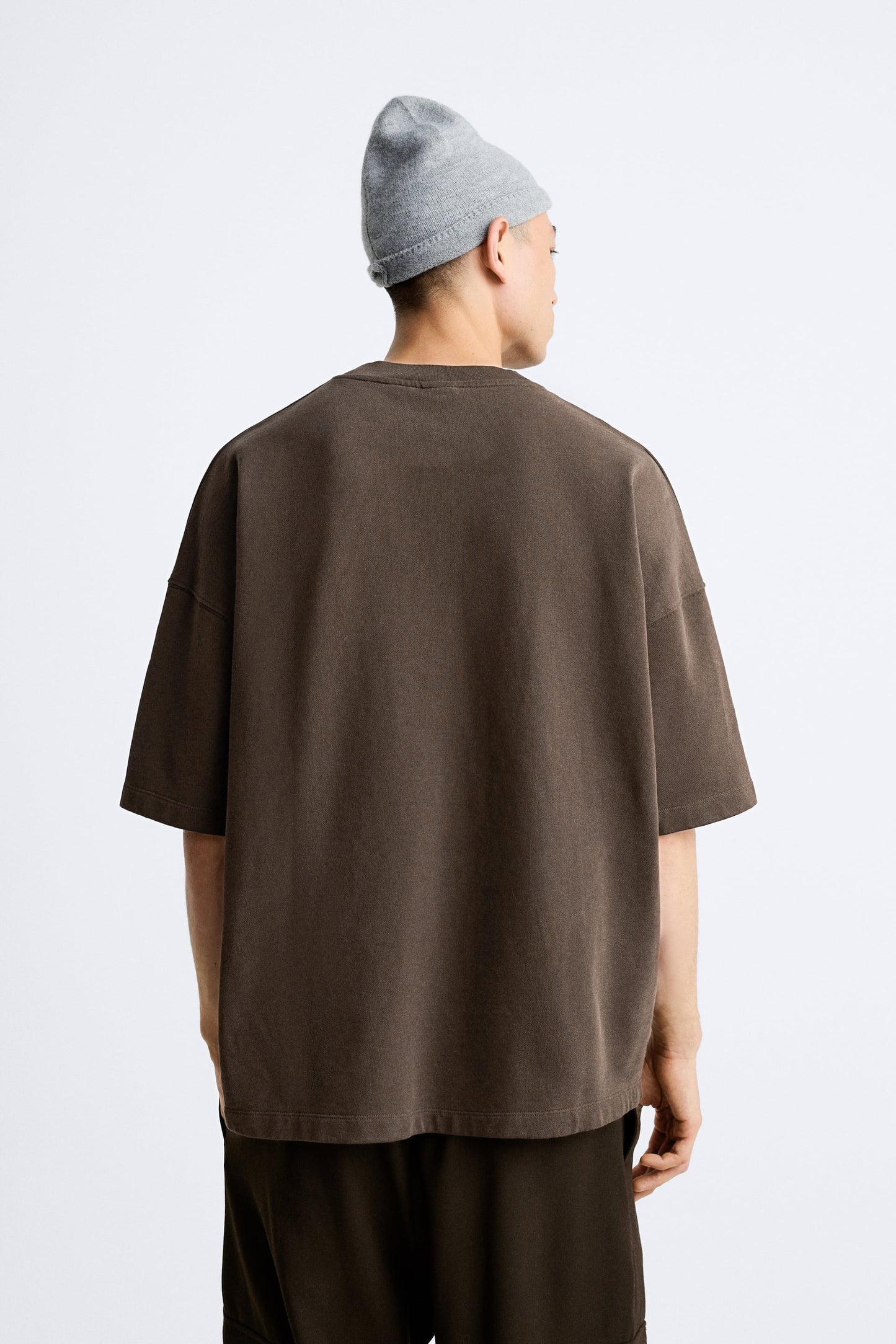 LATTE BROWN PREMIUM LOOP KNIT TERRY OVERSIZED T-SHIRT