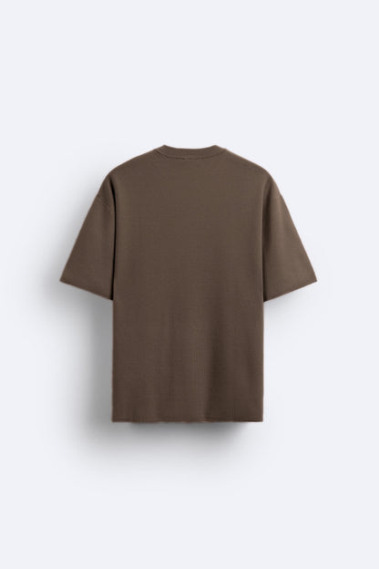 LATTE BROWN PREMIUM LOOP KNIT TERRY OVERSIZED T-SHIRT