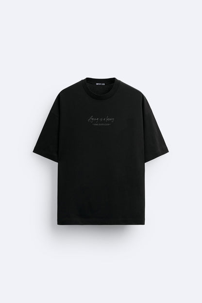 BLACK - AGING IS A LUXURY FRENCH TERRY OVERSIZED T-SHIRT