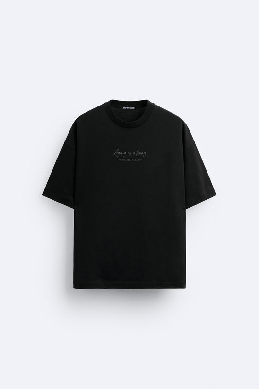 BLACK - AGING IS A LUXURY FRENCH TERRY OVERSIZED T-SHIRT