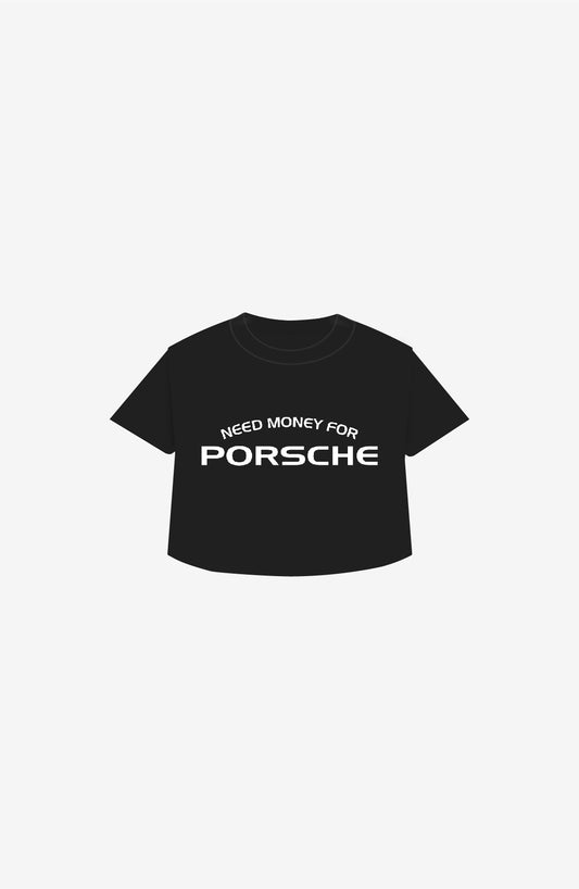 NEED MONEY FOR PORSCHE BLACK CROPPED T-SHIRT