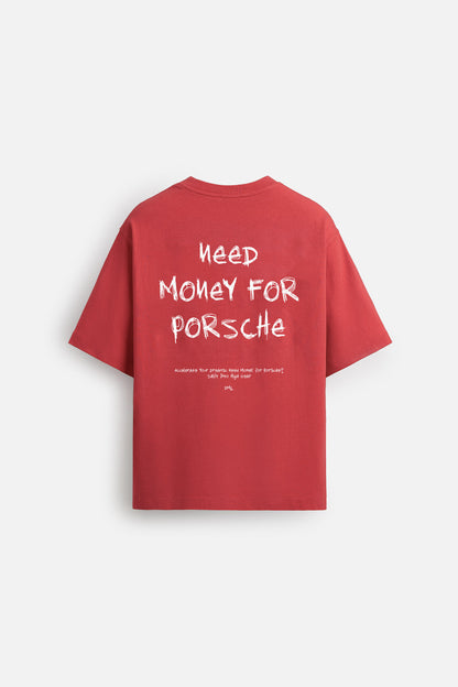 CARMINE RED PORSCHE PREMIUM FRENCH TERRY OVERSIZED T-SHIRT