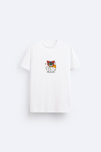 SUPER CAT PREMIUM COTTON ROUND NECK WHITE T-SHIRT