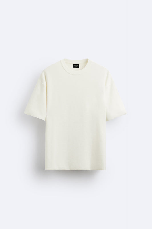 VINTAGE WHITE PREMIUM LOOP KNIT TERRY OVERSIZED T-SHIRT