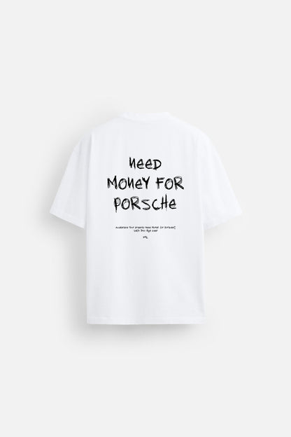 SUPER WHITE PORSCHE PREMIUM FRENCH TERRY OVERSIZED T-SHIRT