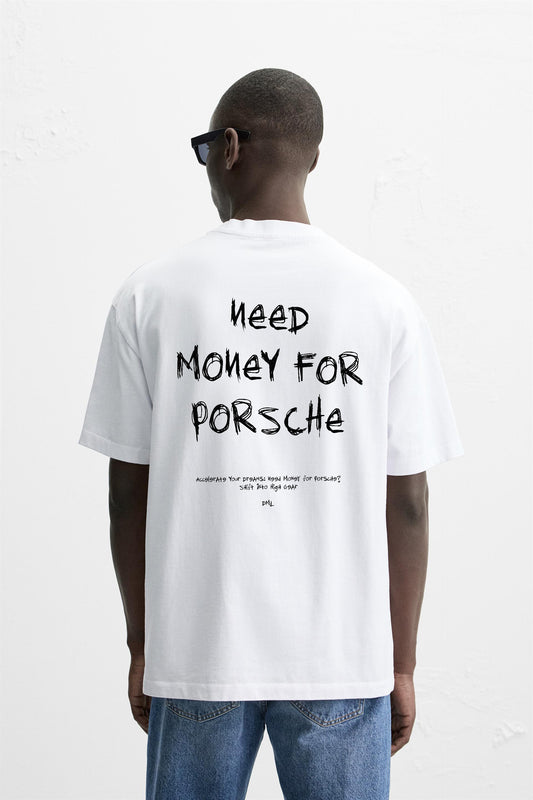 SUPER WHITE PORSCHE PREMIUM FRENCH TERRY OVERSIZED T-SHIRT