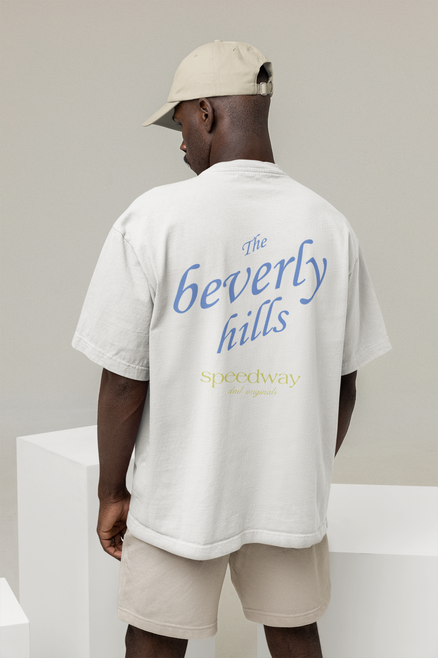 BEVERLY HILLS SPEEDWAY VINTAGE WHITE OVERSIZED T-SHIRT