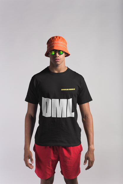 DML BOLD PREMIUM COTTON ROUND NECK BLACK T-SHIRT