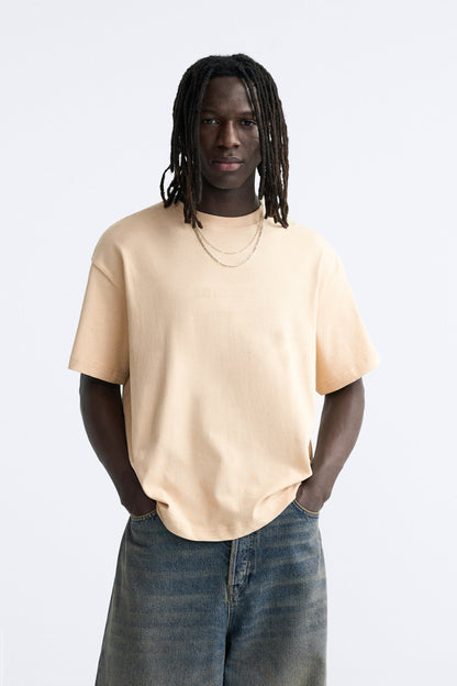 BEIGE PREMIUM LOOPKNIT TERRY OVERSIZED T-SHIRT