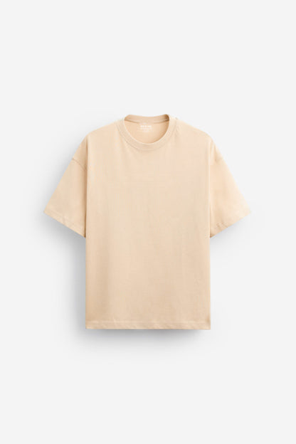 BEIGE PREMIUM LOOPKNIT TERRY OVERSIZED T-SHIRT