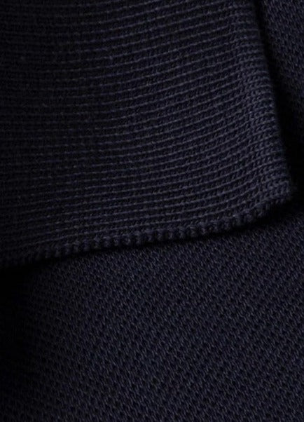 SUPER NAVY SOFT PIQUE KNIT OVERSIZED ZIP POLO SHIRT