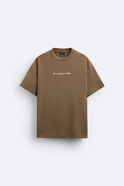 MOCHA BROWN PORSCHE TSHIRT, FRENCH TERRY OVERSIZED T-SHIRT