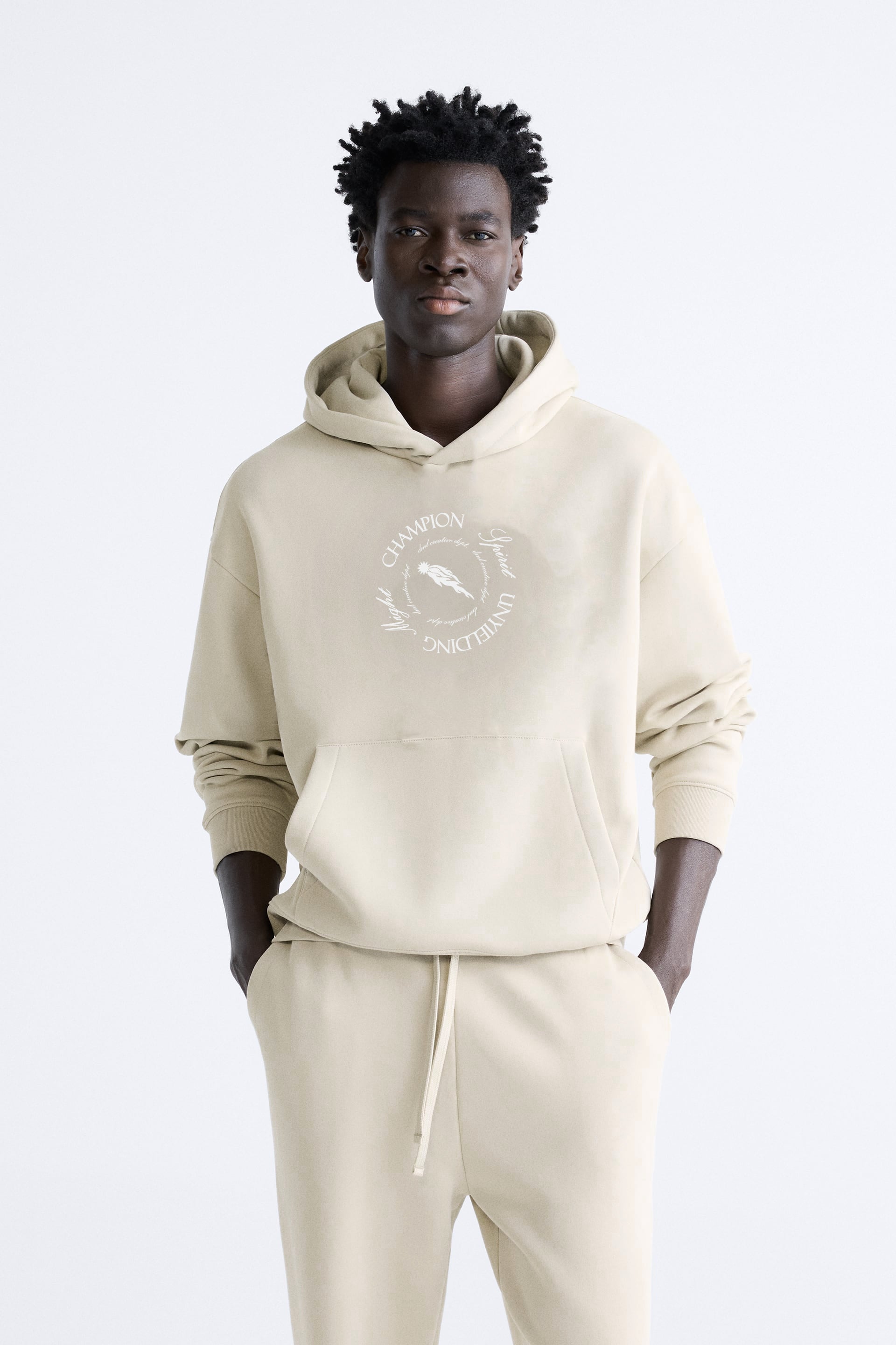 CHAMPION SPIRIT OVERSIZED FIT HOODIE BEIGE DRIP MY LOOK CLOTHING