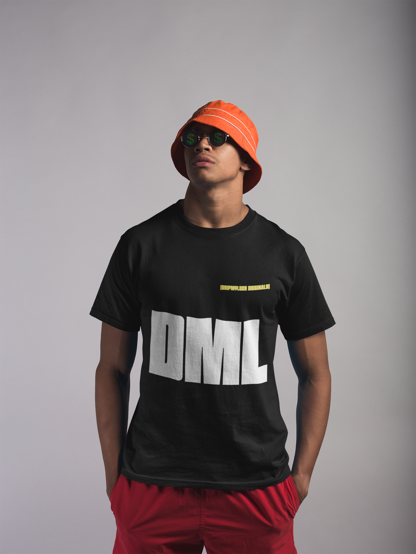 DML BOLD PREMIUM COTTON ROUND NECK BLACK T-SHIRT