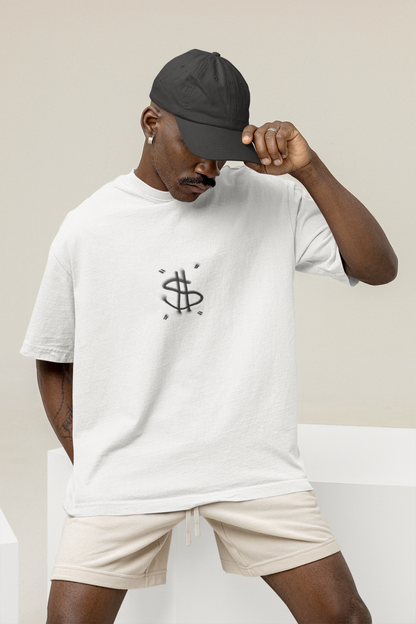 DOLLAR ART PREMIUM WHITE OVERSIZED T-SHIRT