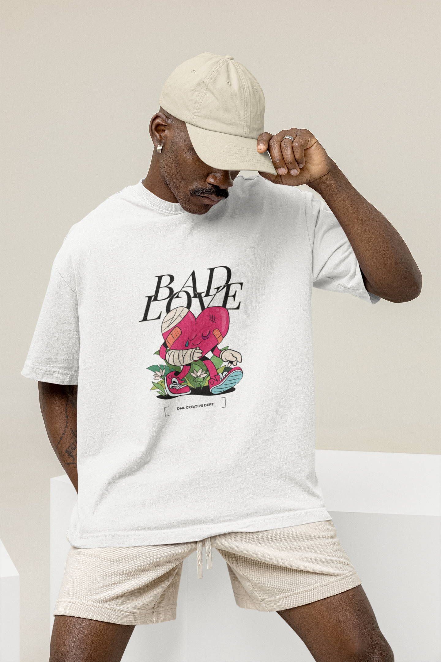 BAD LOVE WHITE OVERSIZED T-SHIRT