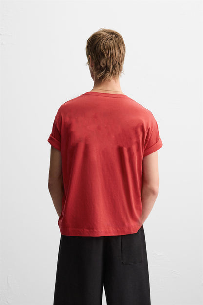 BRICK RED PREMIUM LOOPKNIT TERRY OVERSIZED T-SHIRT