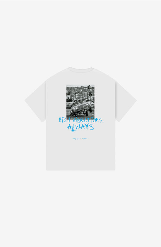 HIGH VIBRATIONS WHITE OVERSIZE T-SHIRT