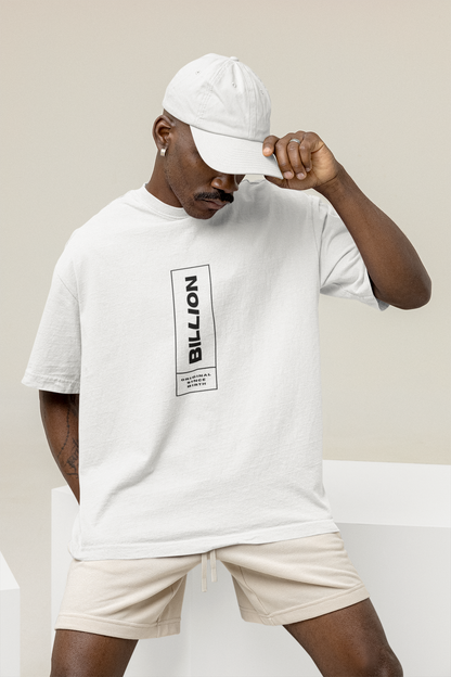 BILLION VERTICAL WHITE OVERSIZE T-SHIRT